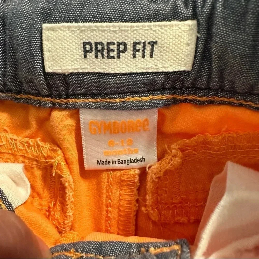 Gymboree boys 6-12 months prep fit orange shorts with belt